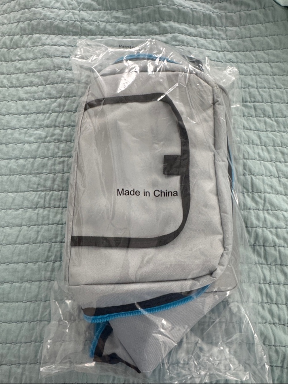 Light Gray CollapsibleTravel cooler Bag with Blue Trim